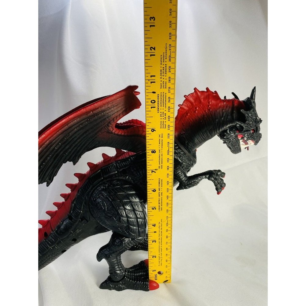 Dragon Large Toy 18 Inch Walking Roaring Moving Dragon-Lighted Red Eyes Black - Picture 4 of 12